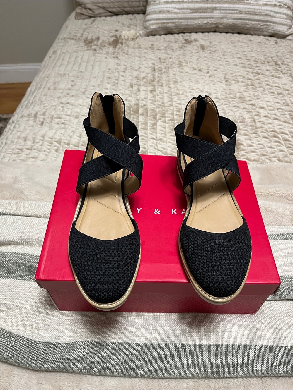 Kelly and Katie Black low/flat heel espadrilles -size  8 M New in Box